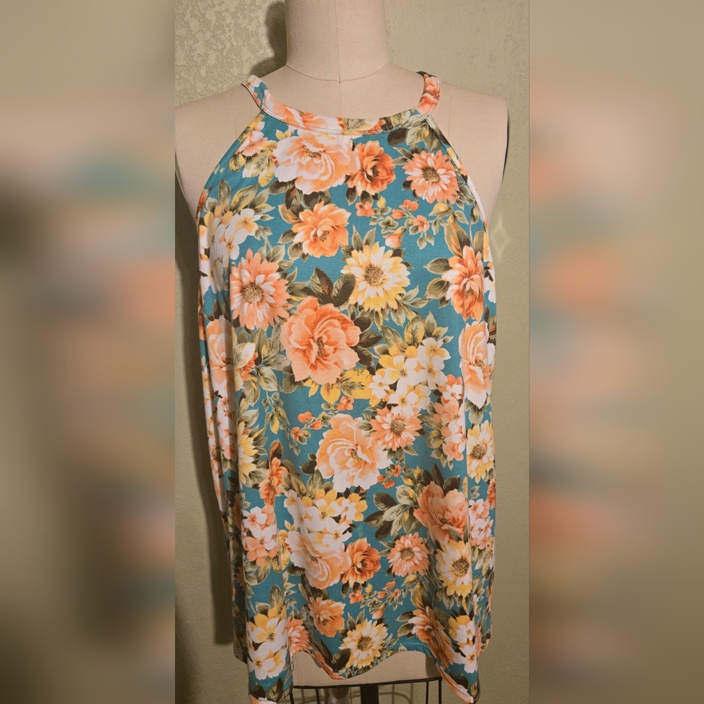 Haptics Floral Halter Top Size 2X